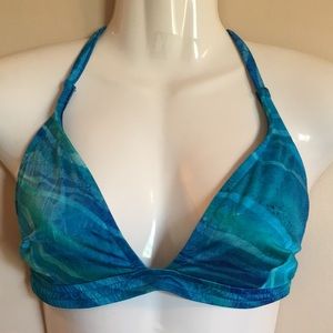 Beautiful blue and green bikini top by Athena, size 14!